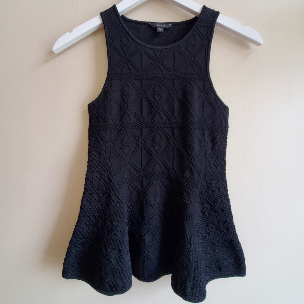 Guess Black Textured Sleeveless Top